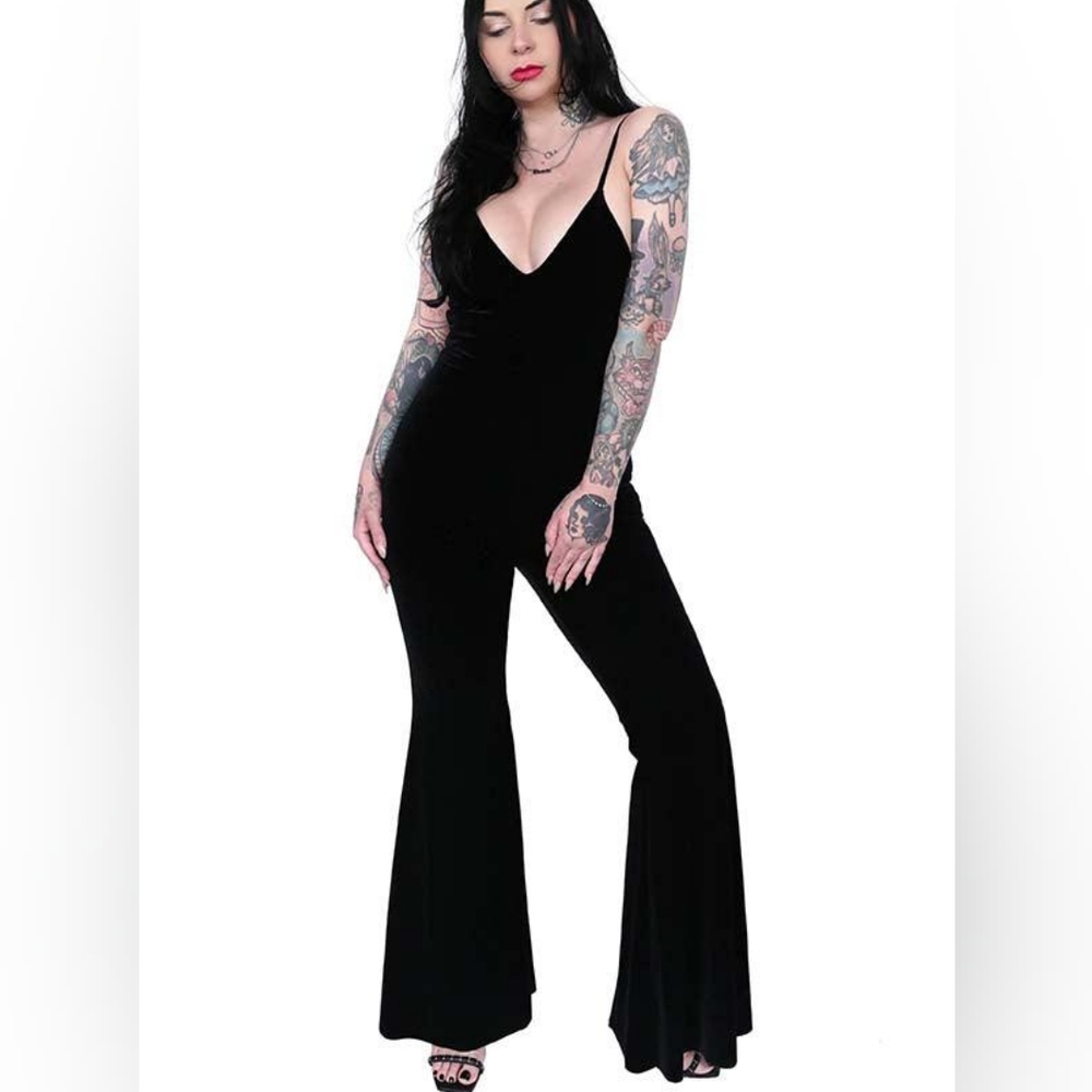 Foxblood Velvet Mega Flare Jumpsuit